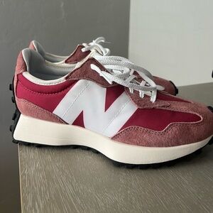 New Balance 327. Size 7.5. Worn once! Red/pink/cream/white